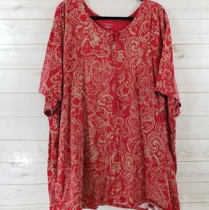 Catherines 5X Red/Tan Short Sleeve Top